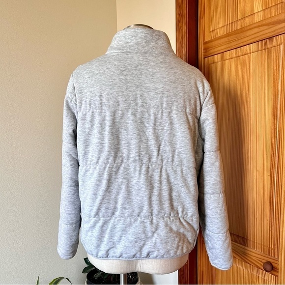 Three Dots Large Gray Thick Quilted Jacket Minimalist Neutral Cozy - Picture 5 of 10